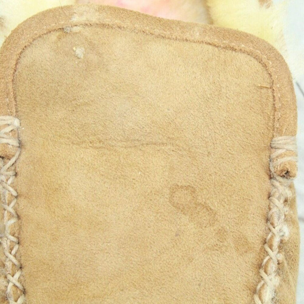LL Bean Brown Suede Wicked Good Shearling Lined Moccasin Slippers 12 M - Picture 9 of 10